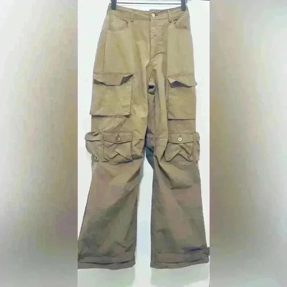 Forever 21 Nylon Baggy Cargo Pants, Women’s Size Small, Khaki